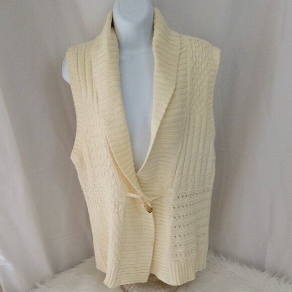 Vintage Chaps Cream Sleevles Cardiagan Sweater Vest Size XL - Picture 1 of 5
